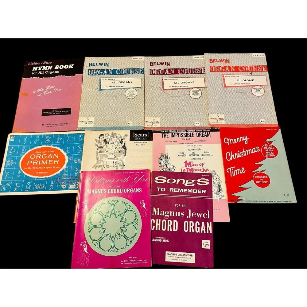 Belwin Organ Course  Book 2-4 + Song Books Sheet Music Hymns Christmas